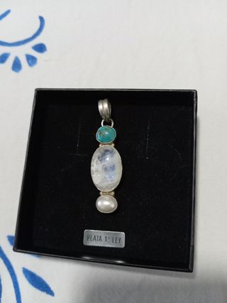 Colgante piedra luna,turquesa y perla