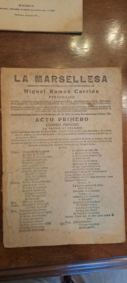 Libretos de teatro antiguos originales