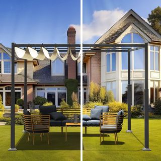 Pérgola Autoportante con Techo Retráctil 3x3m,