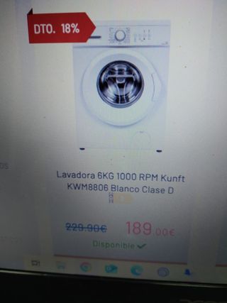 Lavadora Kunft 6kg 1000rpm Blanca Clase D 