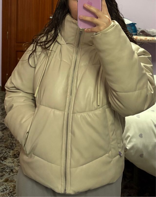 Chaqueta acolchada de piel