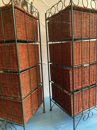 Dos Cajonera mimbre acero