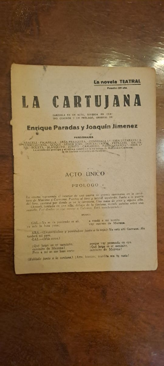 Libretos de teatro antiguos años 20