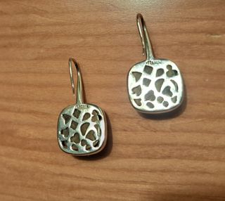 Pendientes colgantes plata y ámbar