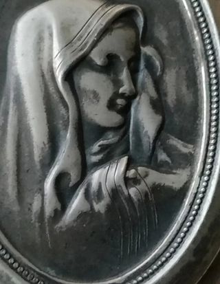 Rosario vintage e custodia in alpacca