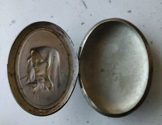 Rosario vintage e custodia in alpacca