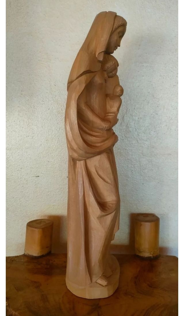 Madonna col Bambino legno naturale