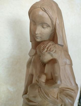 Madonna col Bambino legno naturale