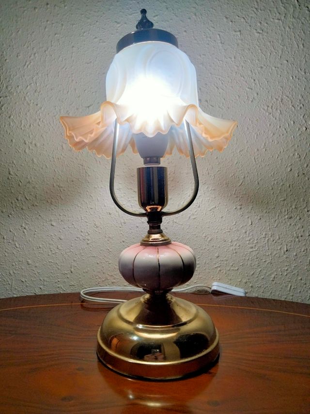 COPPIA DI LAMPADE VINTAGE IN PORCELLANA E BRONZO