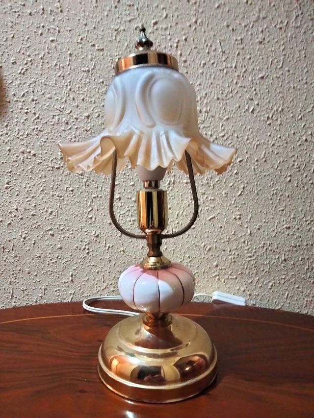 COPPIA DI LAMPADE VINTAGE IN PORCELLANA E BRONZO
