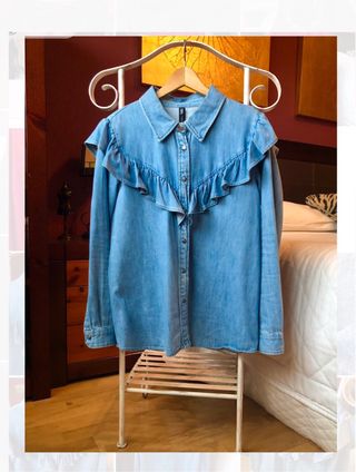 Camisa denim volantes Zara
