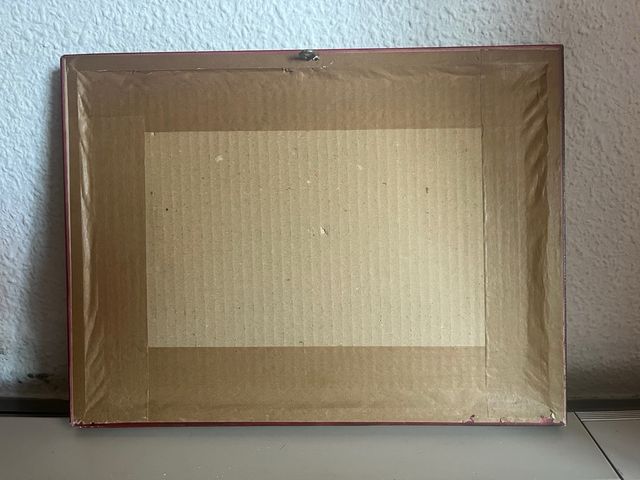 Antiguo cuadro enmarcado escena campestre