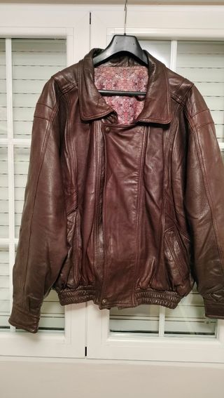 Cazadora vintage piel hombre marron
