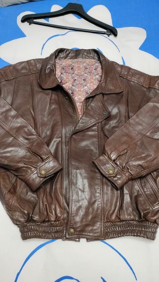 Cazadora vintage piel hombre marron