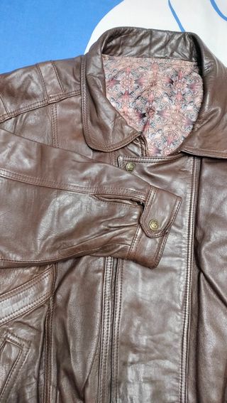 Cazadora vintage piel hombre marron