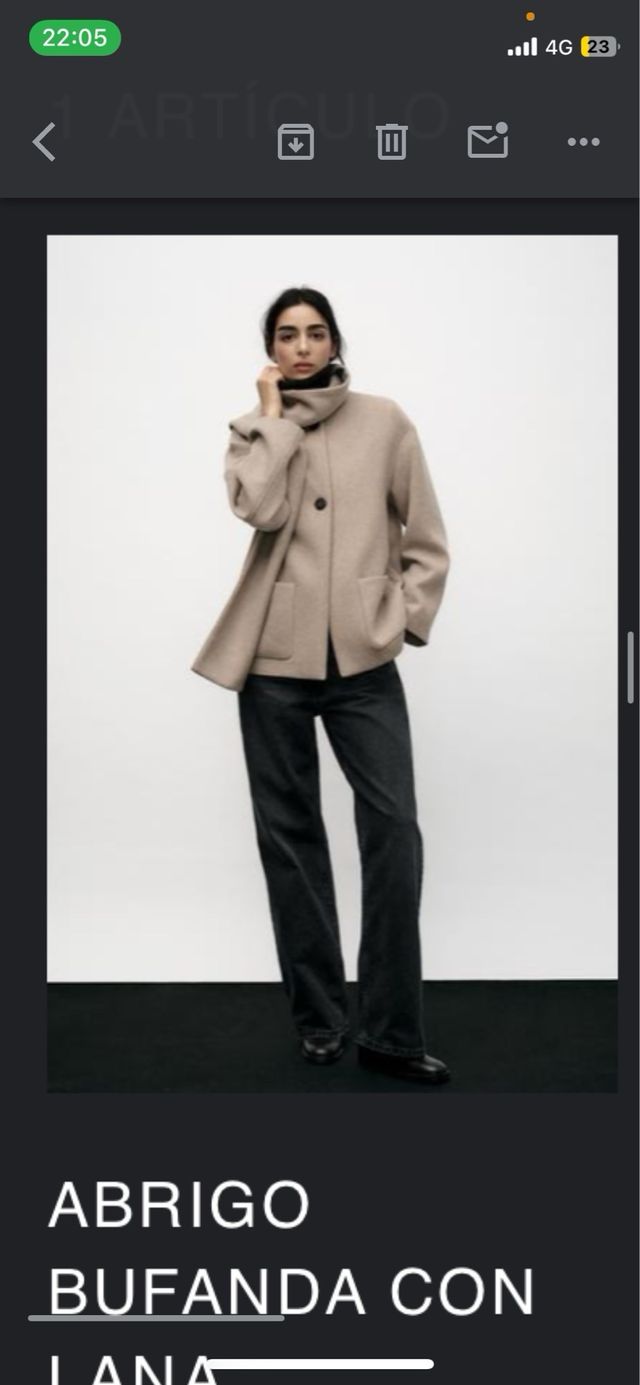 Abrigo lana con bufanda beige Zara nuevo talla S