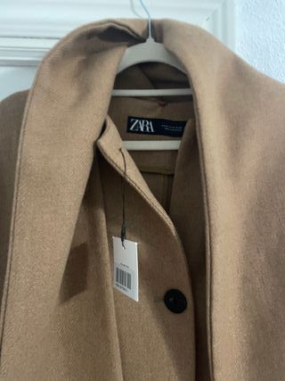 Abrigo lana con bufanda beige Zara nuevo talla S