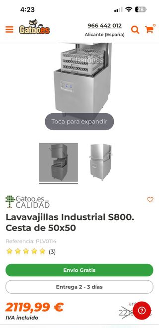 Lavavajillas capota 