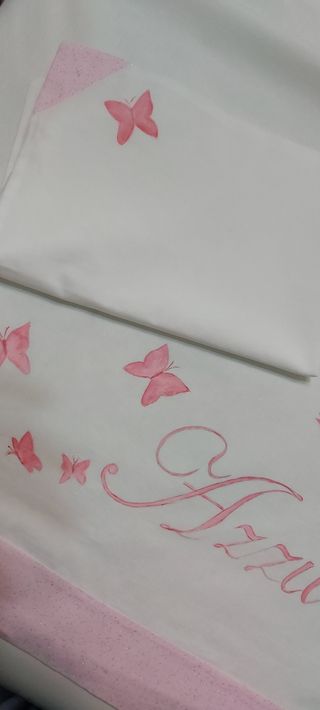 Lenzuolo culla dipinto a mano