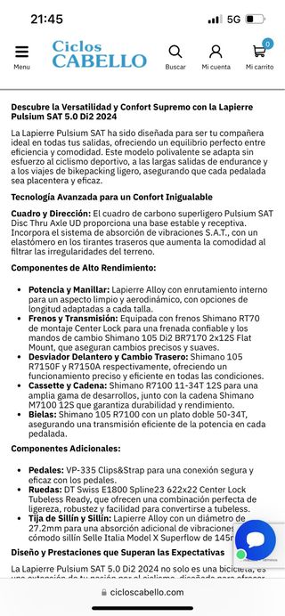 Bicleta de carretera Lapierre pulsium 2024