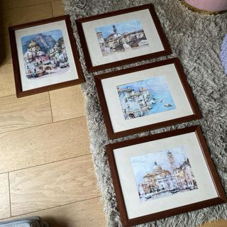 4 stampe con cornice legno