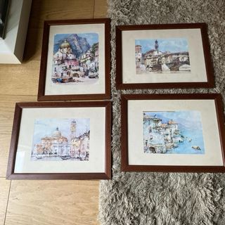 4 stampe con cornice legno