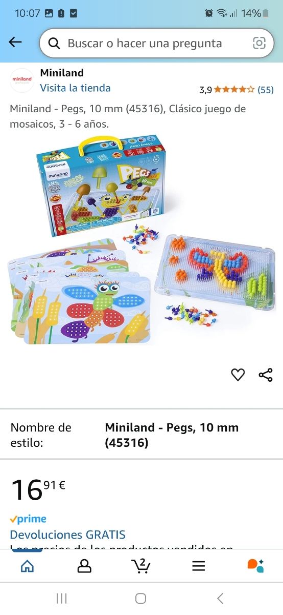 Miniland pegs 10mm