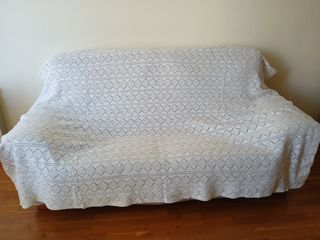 cortina-colcha de ganchillo hecha a mano