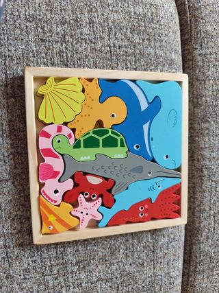 Puzzle infantil marino de madera