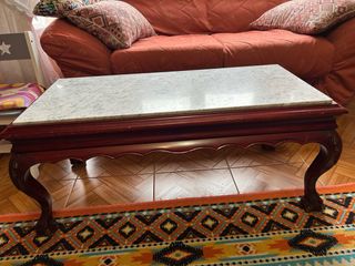 Mesilla comedor de madera y mármol