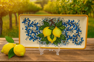 Vassoio rettangolare in ceramica di Caltagirone