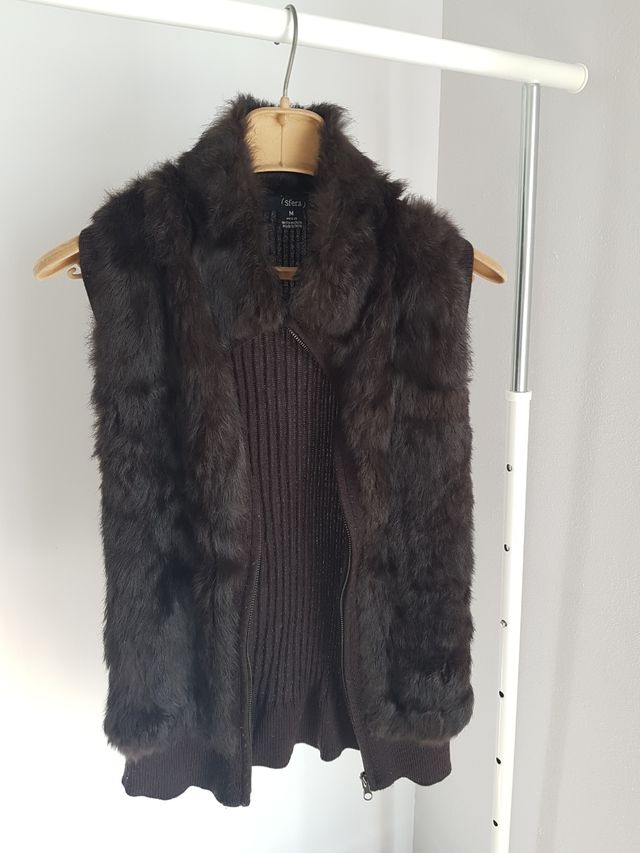 Chaleco piel de conejo y lana