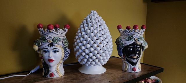 40 cm Caltagirone Ceramic Lumè a Pigna Lamp