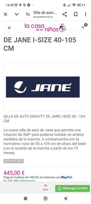 Sillas auto giratorias Jane Gravity