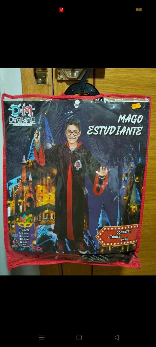 Disfraz de niño mago estudiante 3-4 años