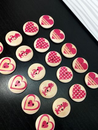 Lotto Pz.20 Bottoni Legno Cuore