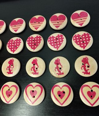 Lotto Pz.20 Bottoni Legno Cuore