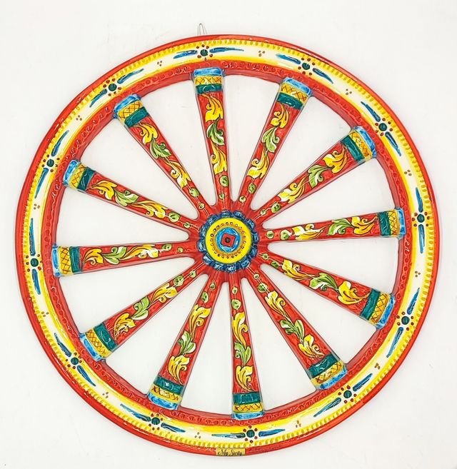 Splendida Ruota di Carretto Siciliano in Ceramica