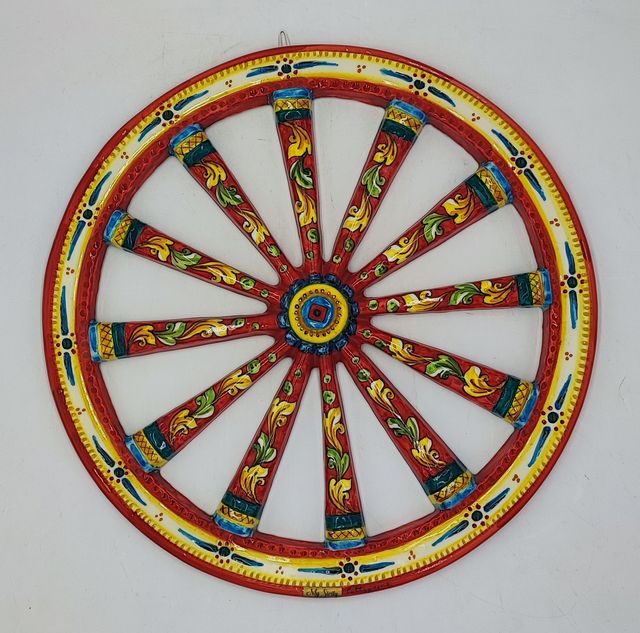 Splendida Ruota di Carretto Siciliano in Ceramica