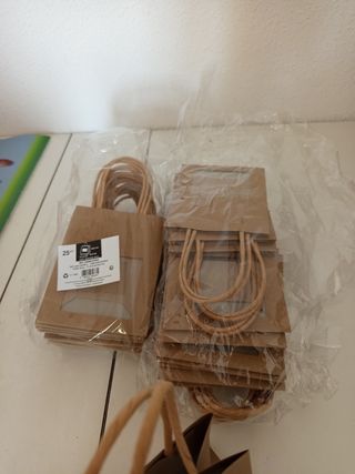 Bolsa asa rizada Kraft con ventana 