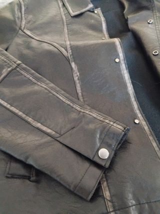 Chaqueta de Cuero M ZARA Negra Hombre