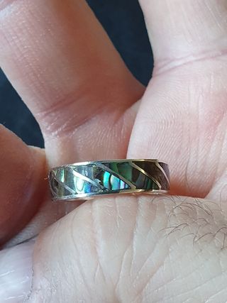 Antiguo anillo de plata multicolor artesano