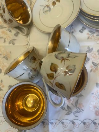Juego seis tazas café y seis platos 