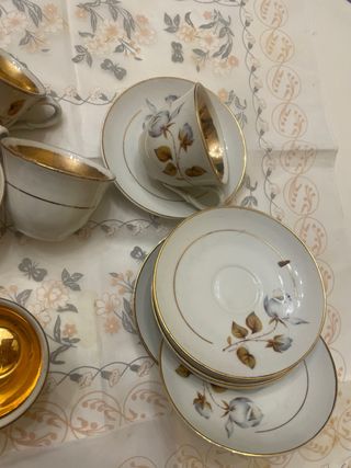 Juego seis tazas café y seis platos 