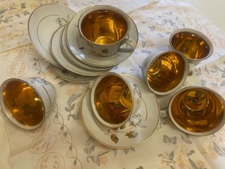 Juego seis tazas café y seis platos 