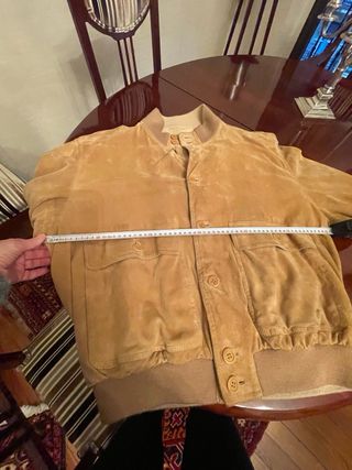 Cazadora de hombre de ante y reversible en lino.
