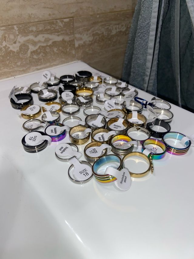 Lote de 40 mas 9 anillos de acero inoxidable