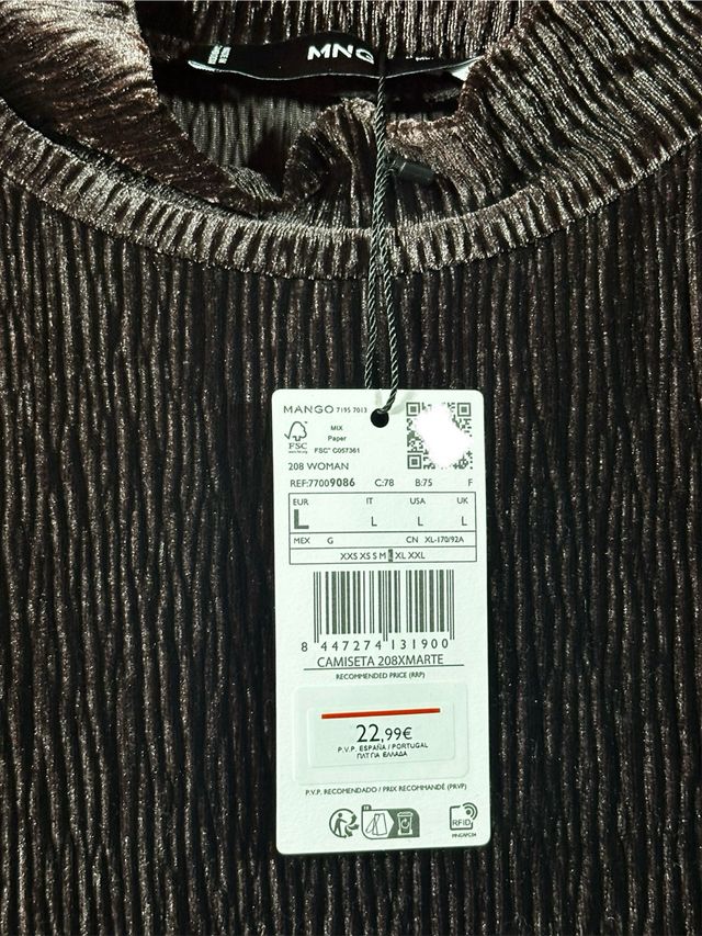 Camiseta chaleco Mango terciopelo