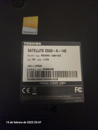 Ordenador portátil Toshiba Satellite C55D-A-14E