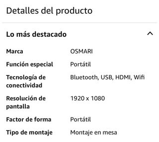 Mini proyector portatil  OSMARI HD 1080P SIN ABRIR